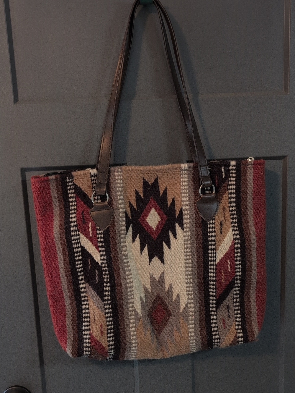 Southwest Stripe Tote Bag in Rust, Brown & Tan